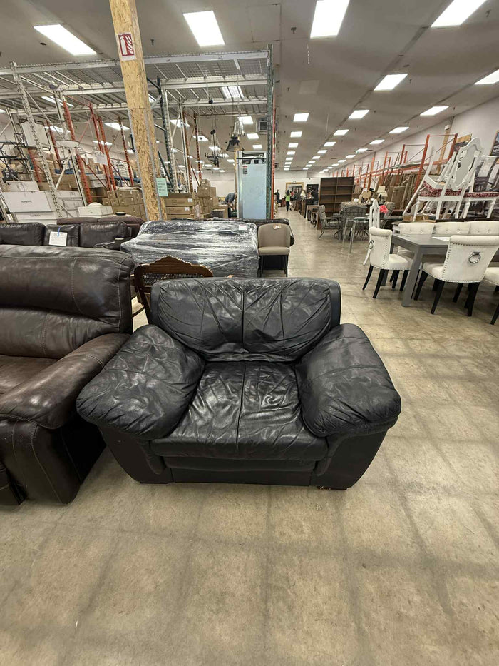 Dark Colored Faux Leather Armchair