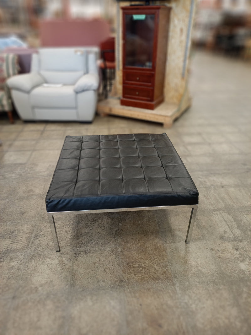 Black Faux Leather Square Bench