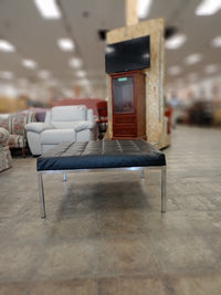 Black Faux Leather Square Bench