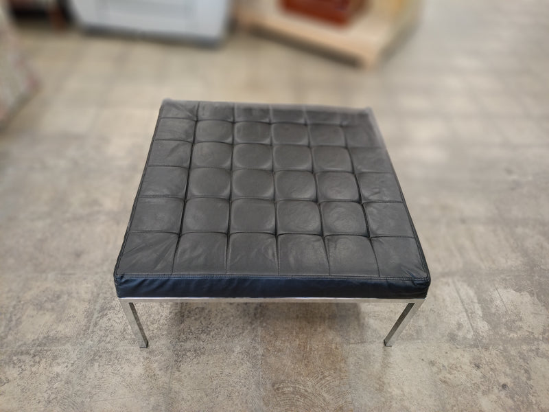 Black Faux Leather Square Bench