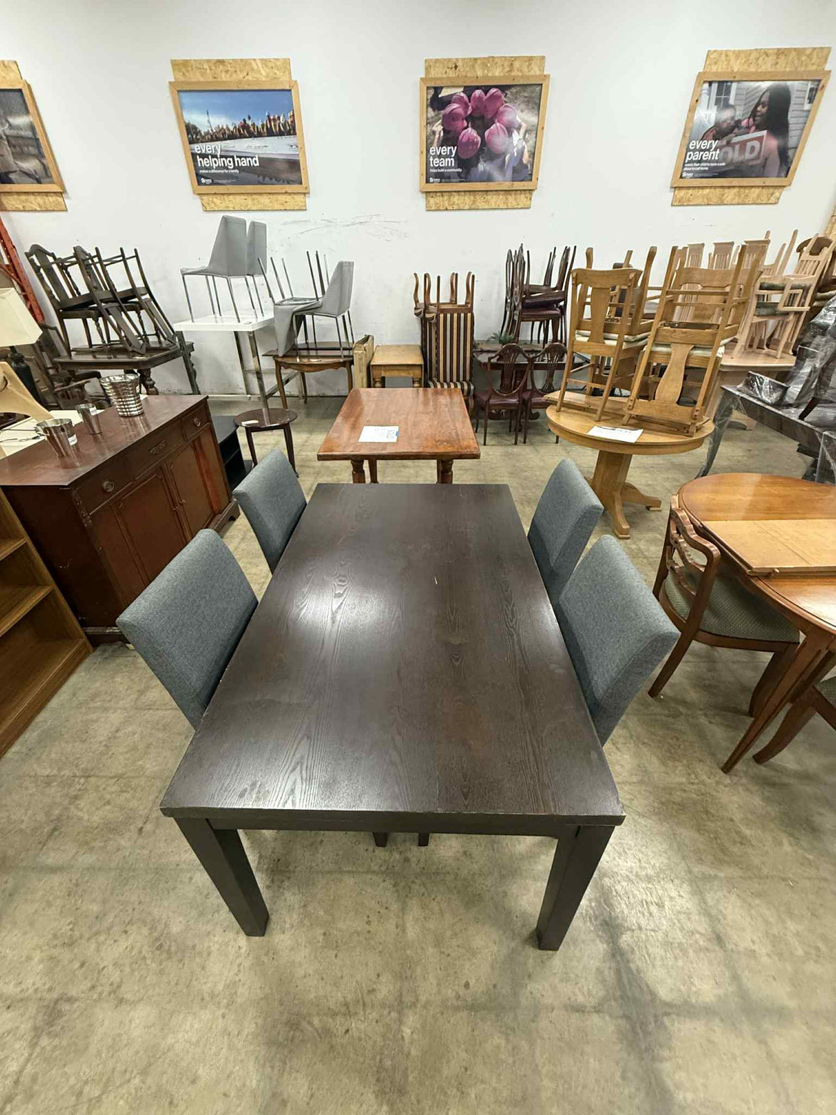 Dark Colored Wooden 5-Piece Dining Set
