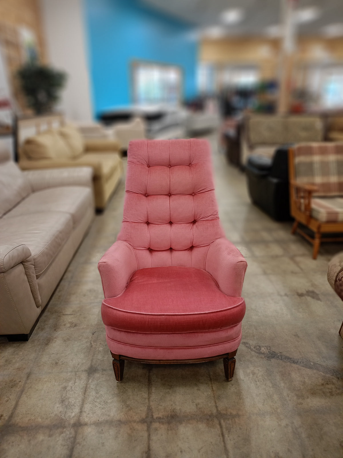 Vintage Style Pink Upholstered Armchair