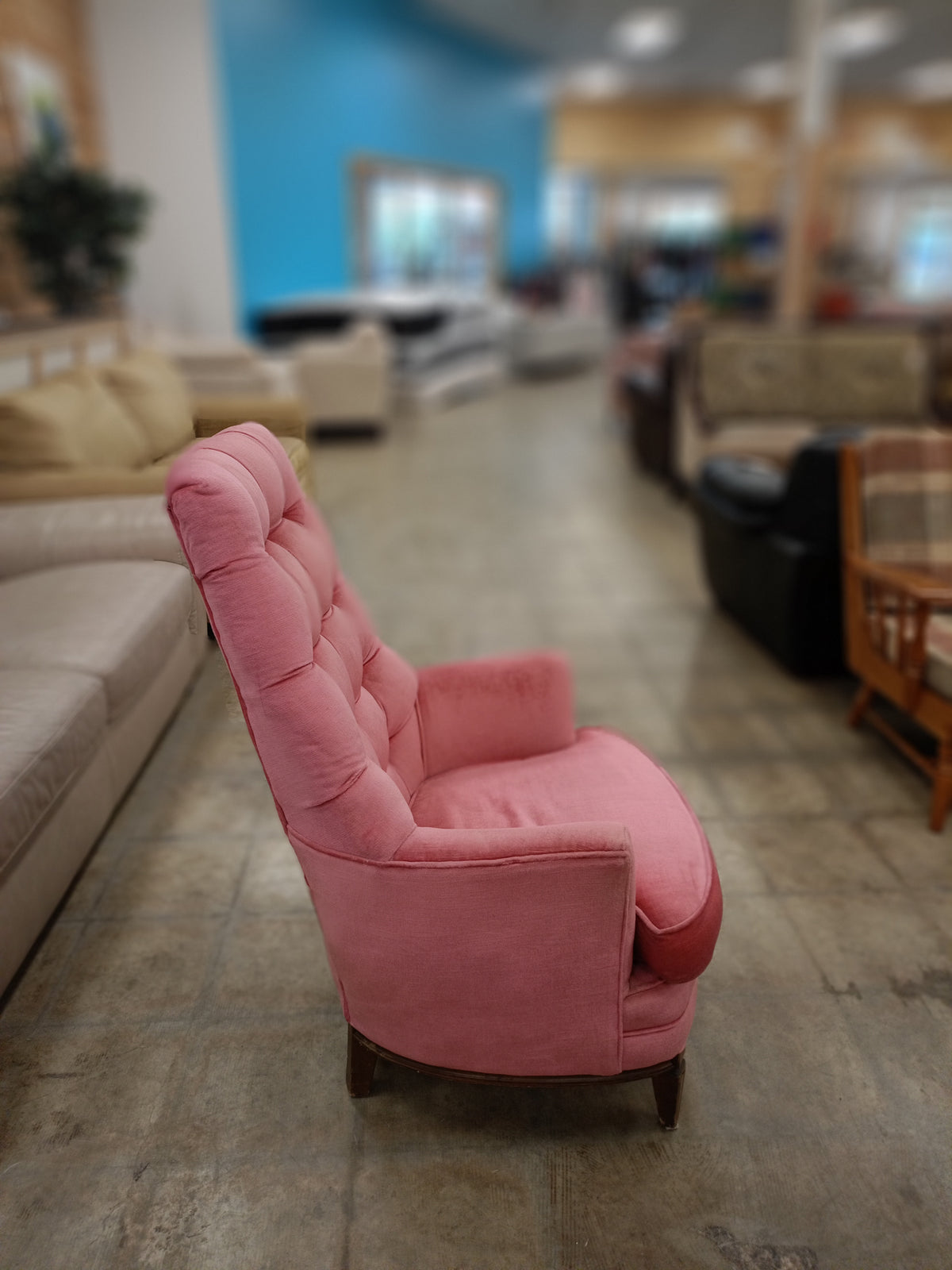Vintage Style Pink Upholstered Armchair