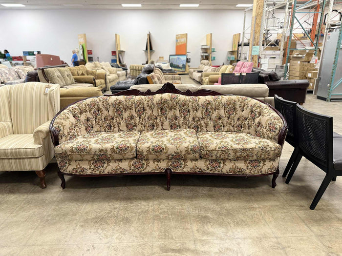 Floral Queen Anne Style Sofa