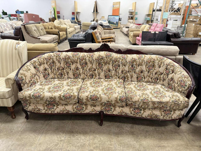 Floral Queen Anne Style Sofa