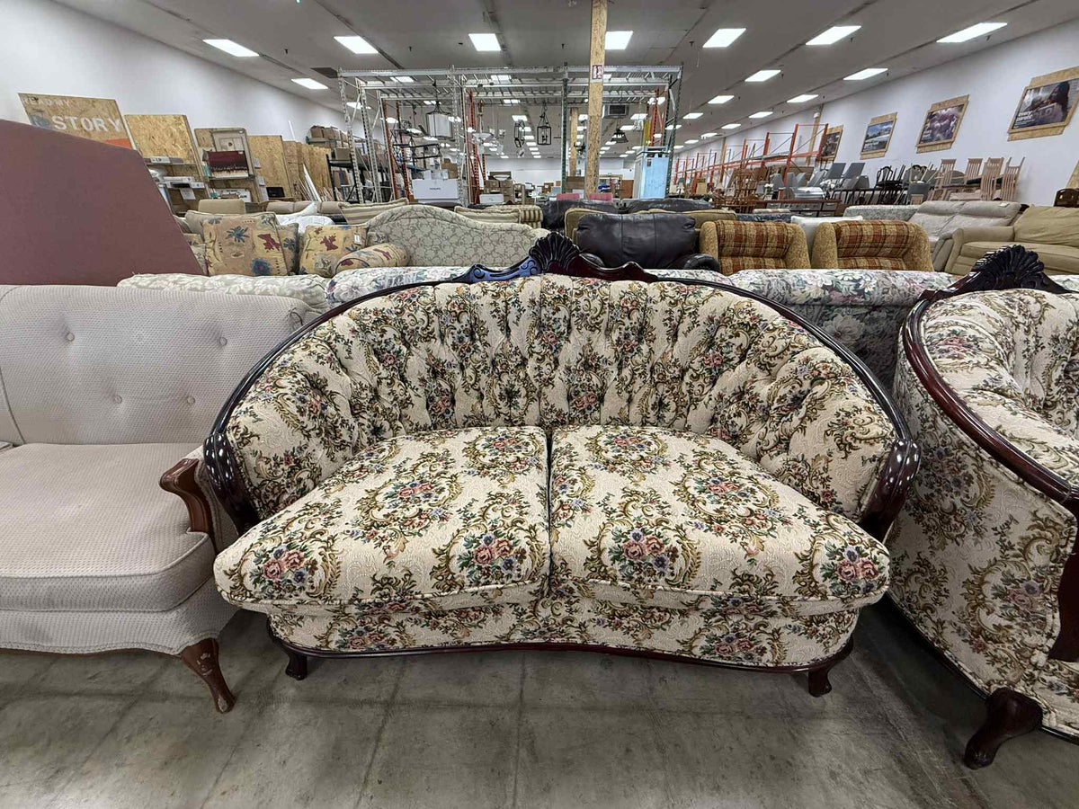 Floral Queen Anne Style Loveseat