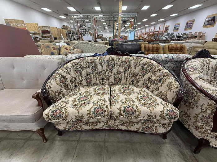 Floral Queen Anne Style Loveseat
