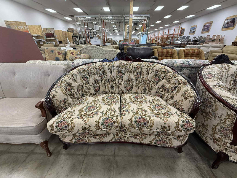 Floral Queen Anne Style Loveseat