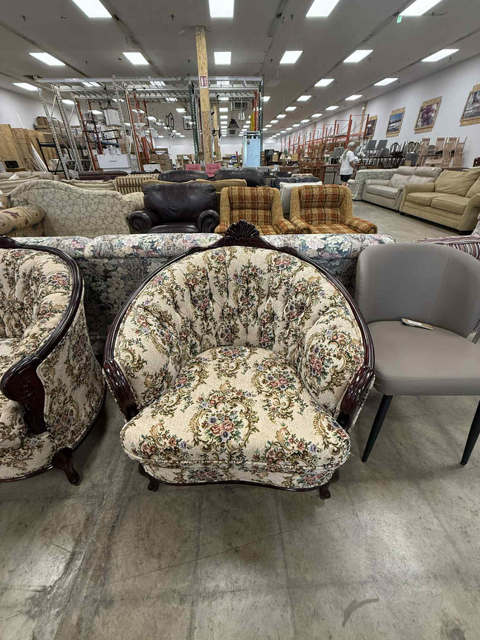 Floral Queen Anne Style Armchair