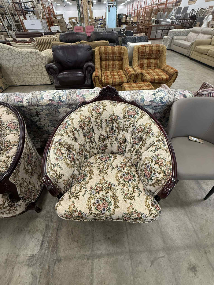 Floral Queen Anne Style Armchair