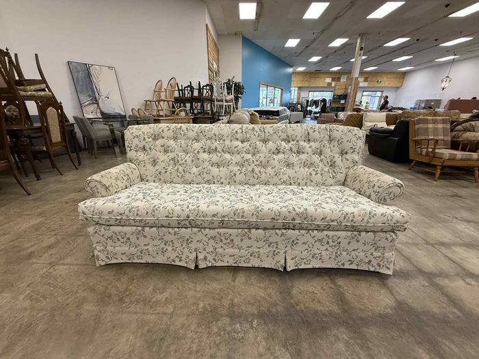 Light Colored Floral Pattern Three Seater Sofa