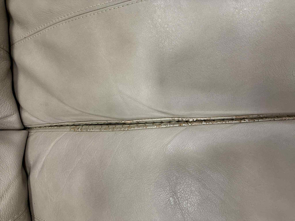 Beige Cream Faux Leather Loveseat