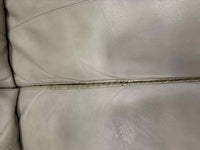 Beige Cream Faux Leather Loveseat