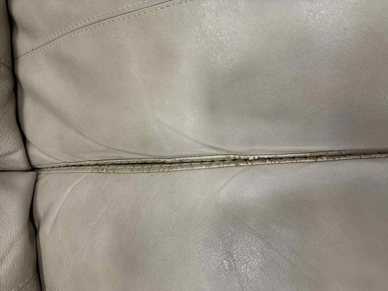Beige Cream Faux Leather Loveseat