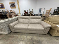 Beige Cream Faux Leather Loveseat