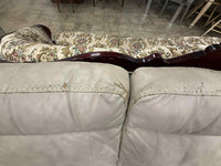 Beige Cream Faux Leather Loveseat