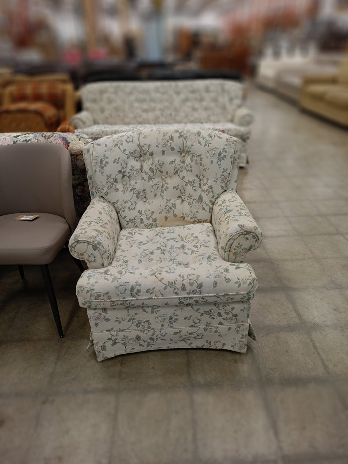 Light Colored Floral Pattern Armchair