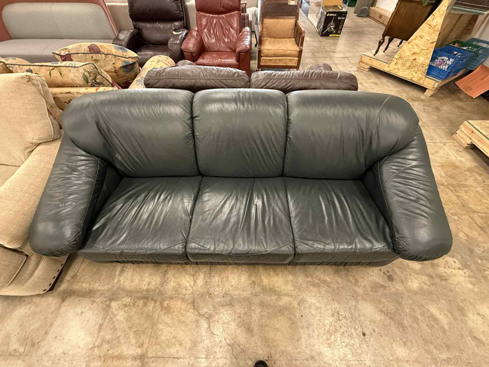 Emerald Green Faux Leather Sofa