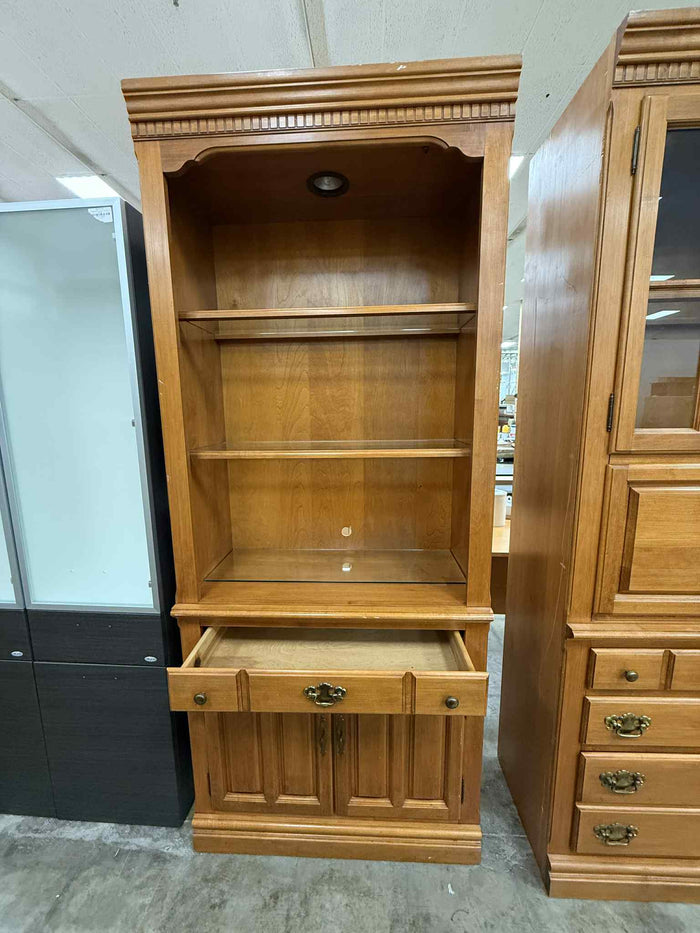 Tall Wooden Display Shelf with Lower Cabinet