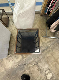 Walnut Side Table with Glass Top