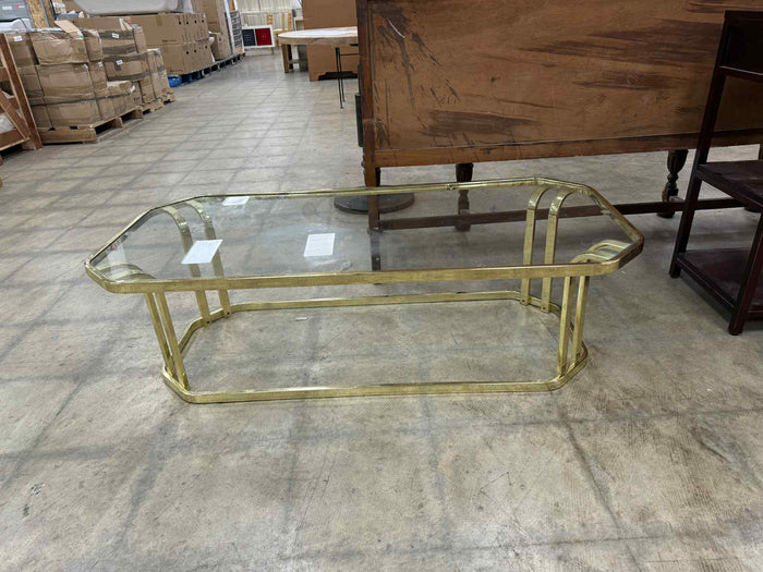 Brass Coffee Table with Glass Top