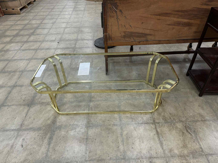 Brass Coffee Table with Glass Top