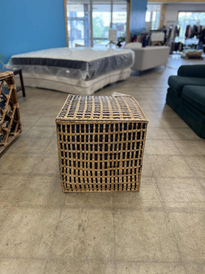 Black and Light Brown Square Woven Cushion