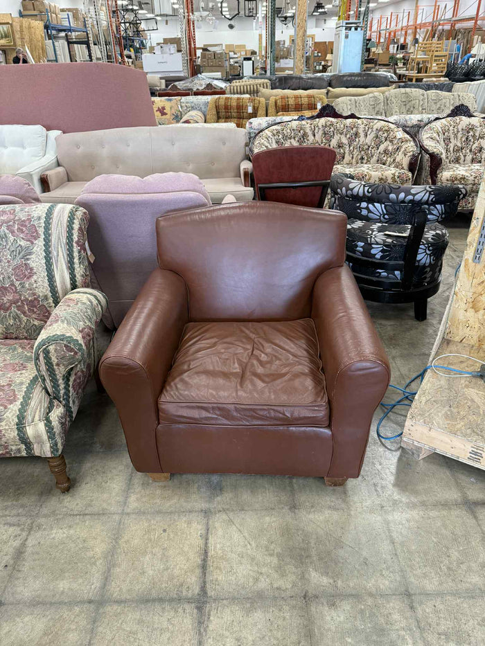 Brown Faux Leather Armchair