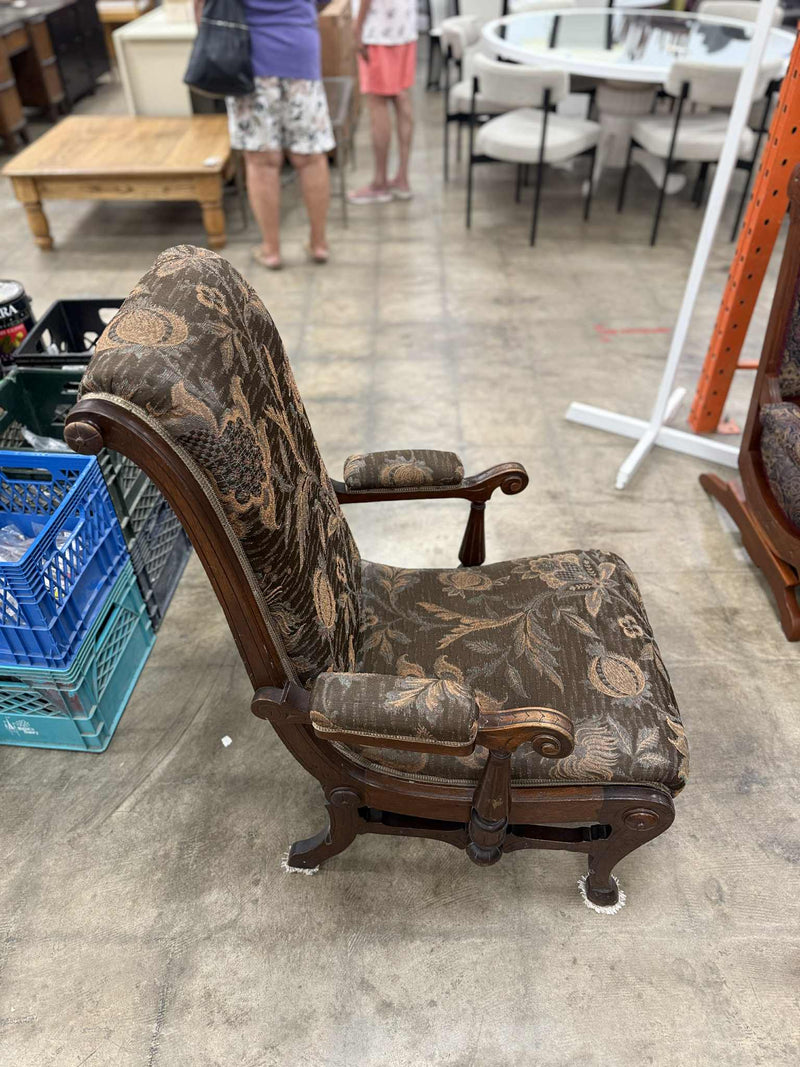 Floral Brocade Pattern Upholstered Armchair