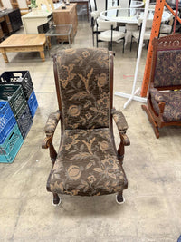 Floral Brocade Pattern Upholstered Armchair