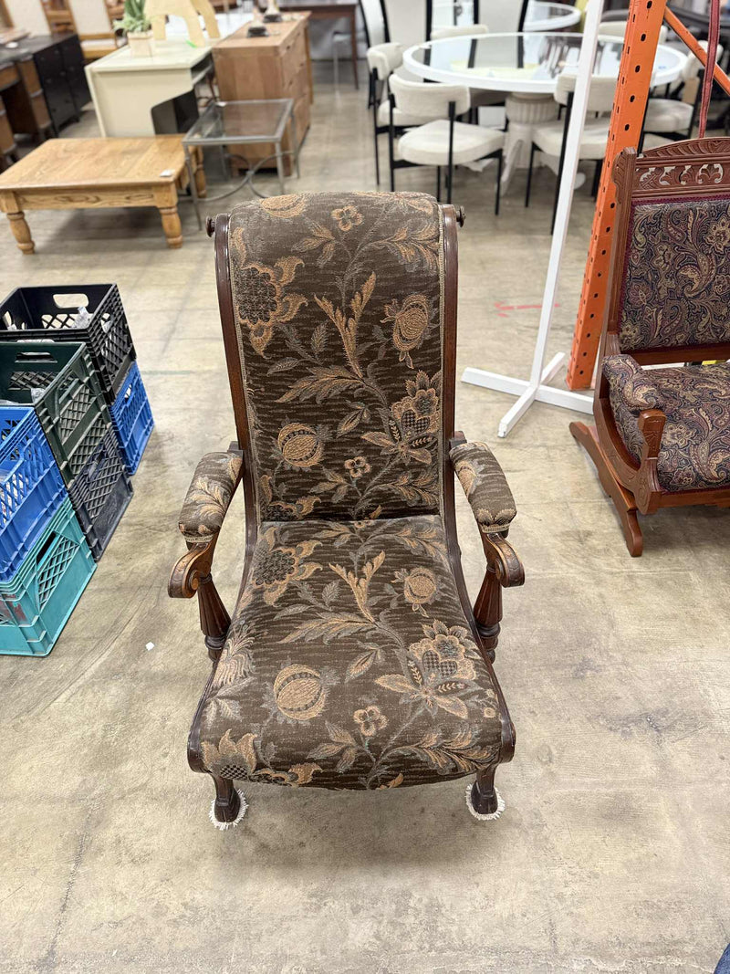 Floral Brocade Pattern Upholstered Armchair