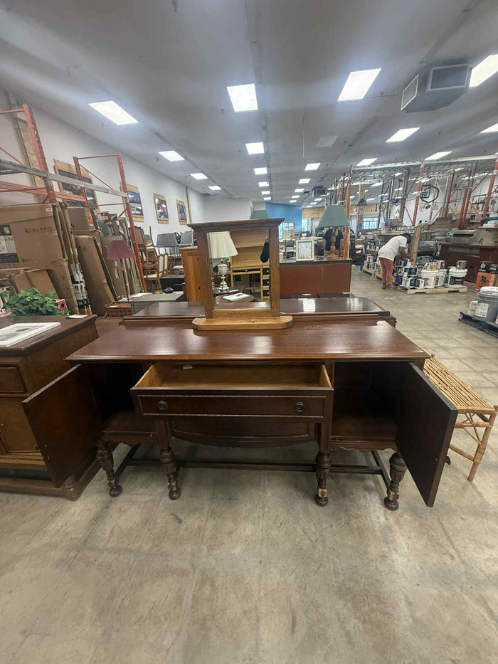 Antique Style Wooden Sideboard with Mirror