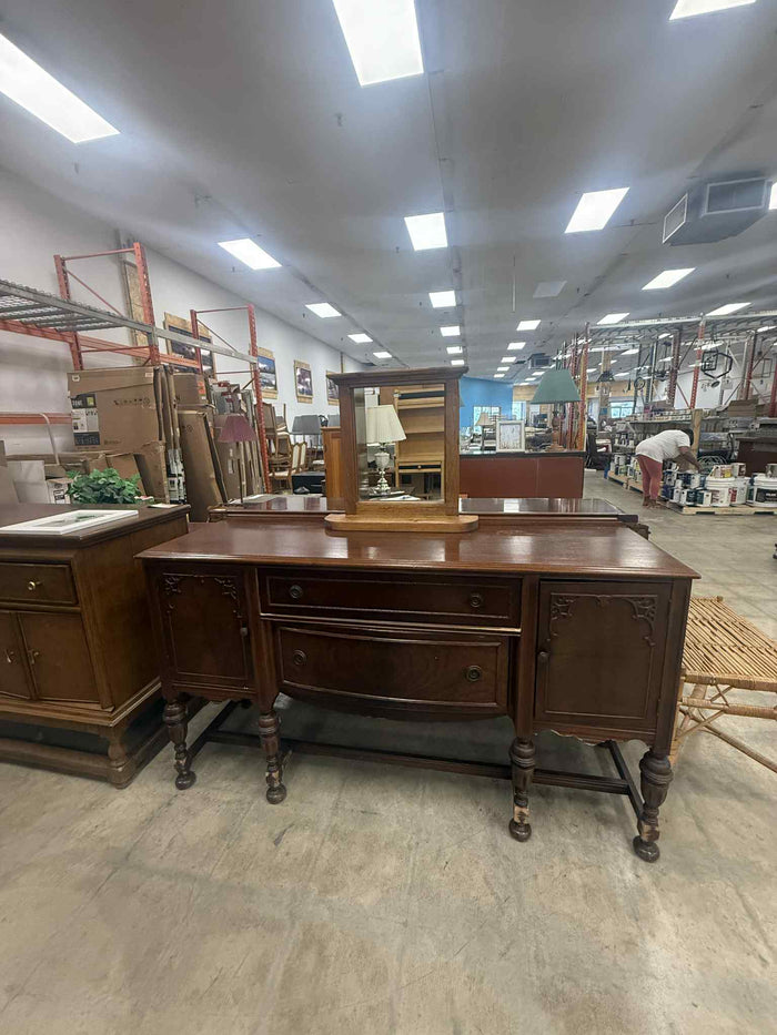 Antique Style Wooden Sideboard with Mirror