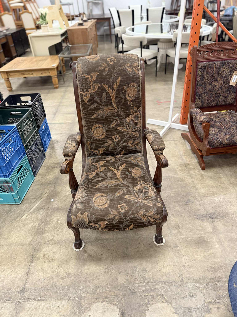 Floral Brocade Pattern Upholstered Armchair