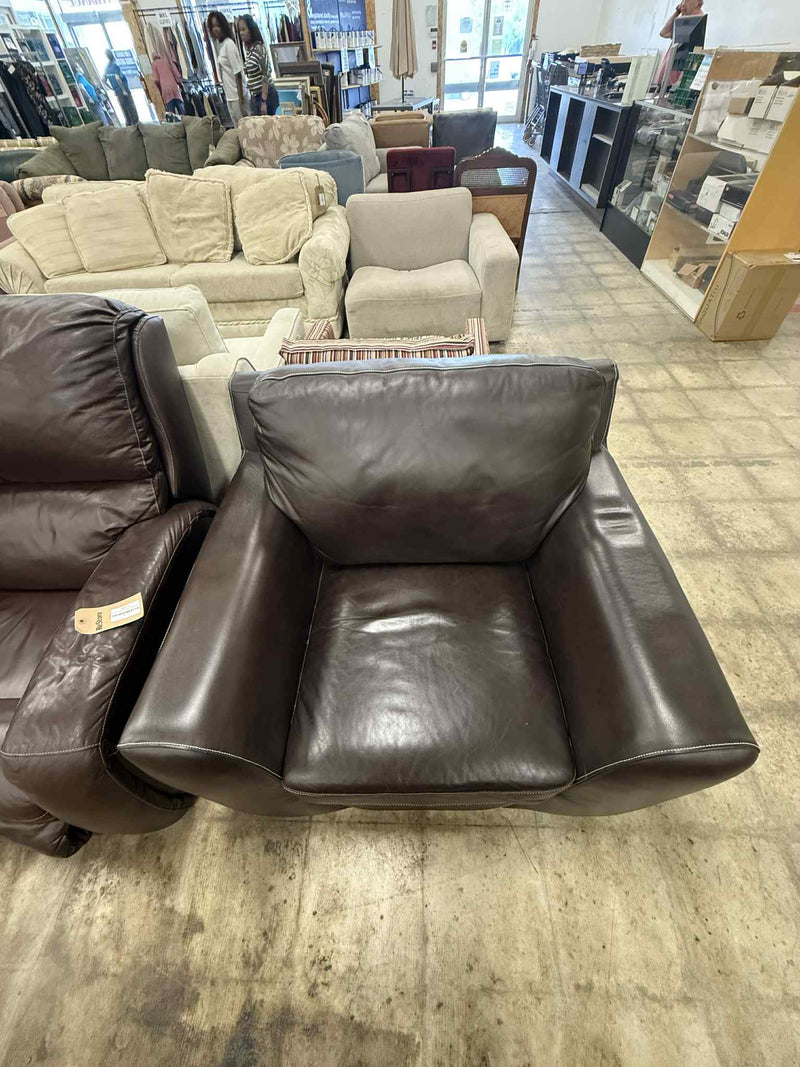Chocolate Brown Faux Leather Armchair