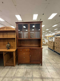 Reddish Brown Finish China Hutch Cabinet