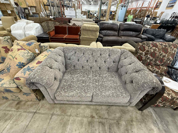 Grey Color Upholstered Loveseat
