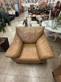 Honey Caramel Tan Color Faux Leather Armchair