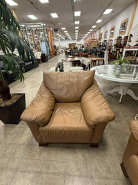 Honey Caramel Tan Color Faux Leather Armchair
