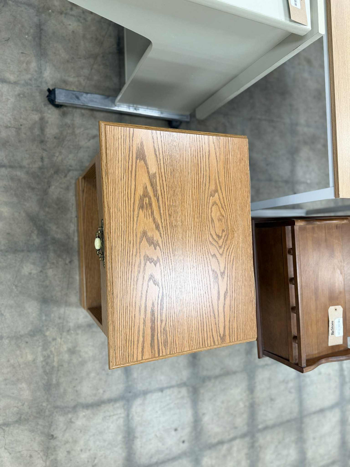 Light Oak Wooden Nightstand with Single Drawer