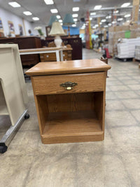 Light Oak Wooden Nightstand with Single Drawer