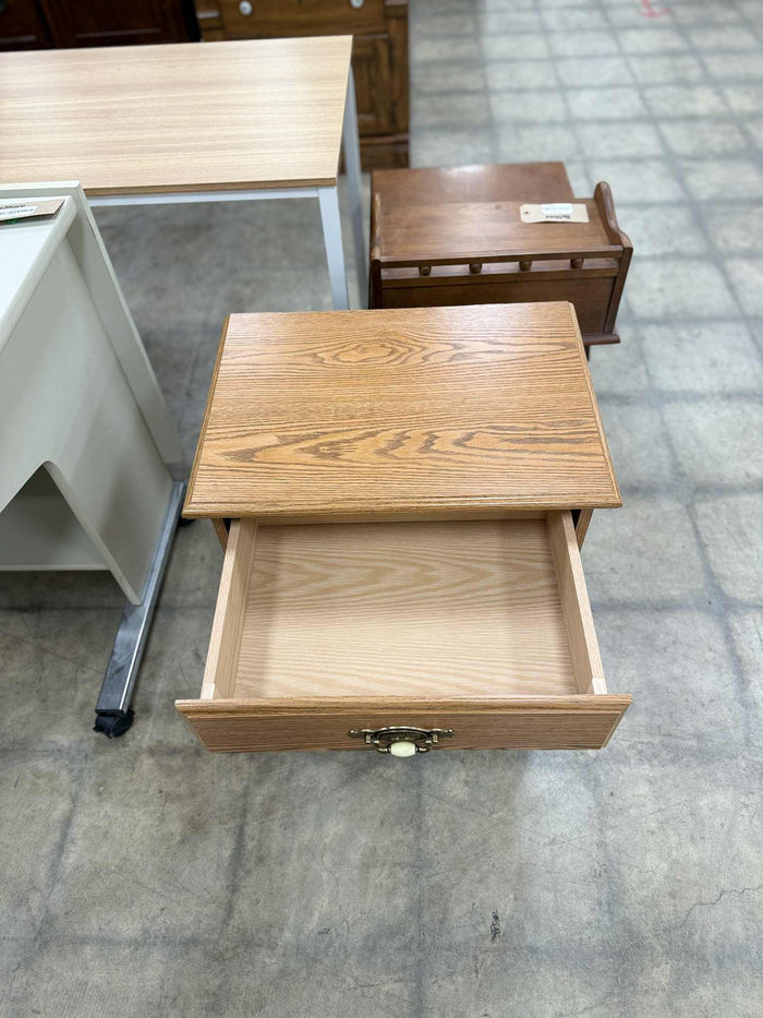 Light Oak Wooden Nightstand with Single Drawer