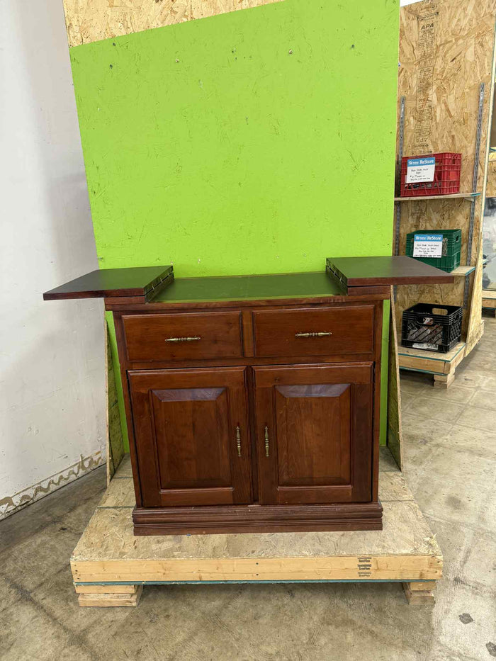 Dark Finish and Gold Colored Hardware Wooden Cabinet