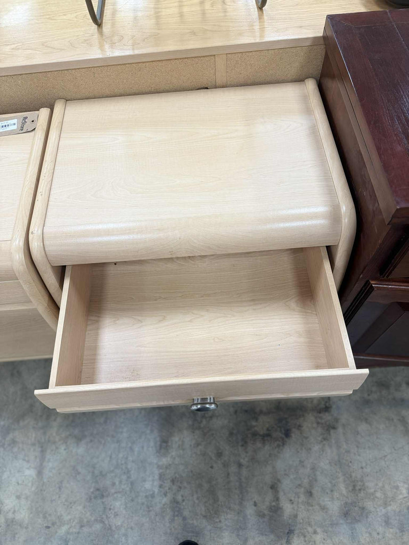 Light Colored Wooden Nightstand with Single Drawer