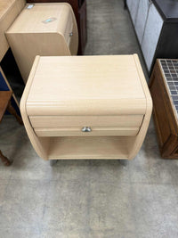 Light Colored Wooden Nightstand with Single Drawer