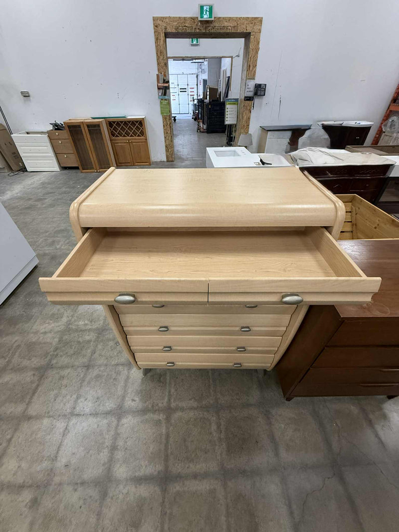Tall Light Colored Wooden Chest of Drawers