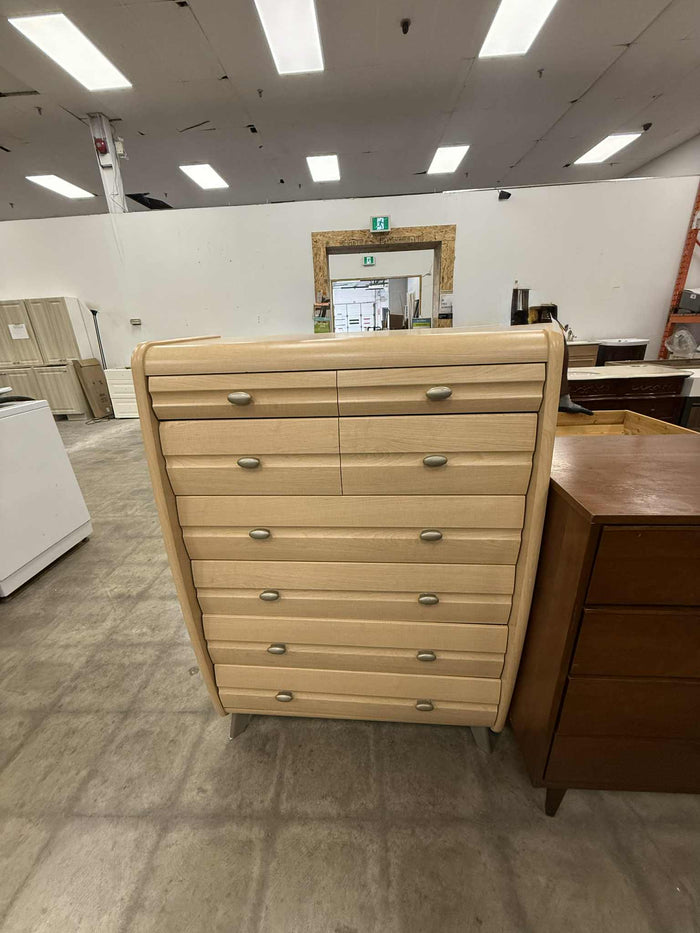 Tall Light Colored Wooden Chest of Drawers