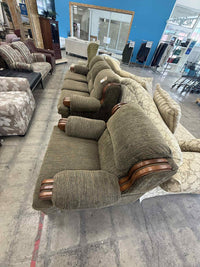 Green and Brown Upholstered Armchair