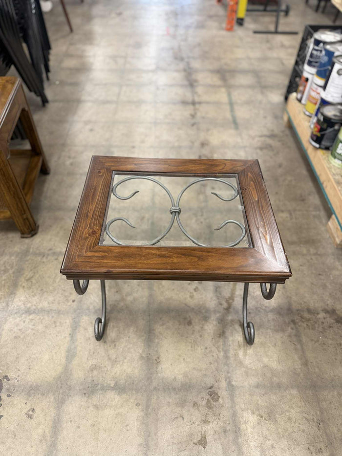 Dark Wood Frame Square Coffee Table