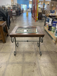 Dark Wood Frame Square Side Table